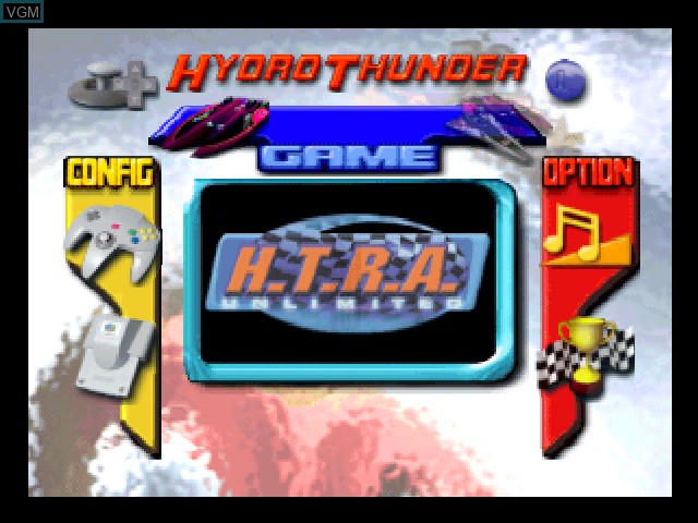 Menu screen of the game Hydro Thunder on Nintendo 64
