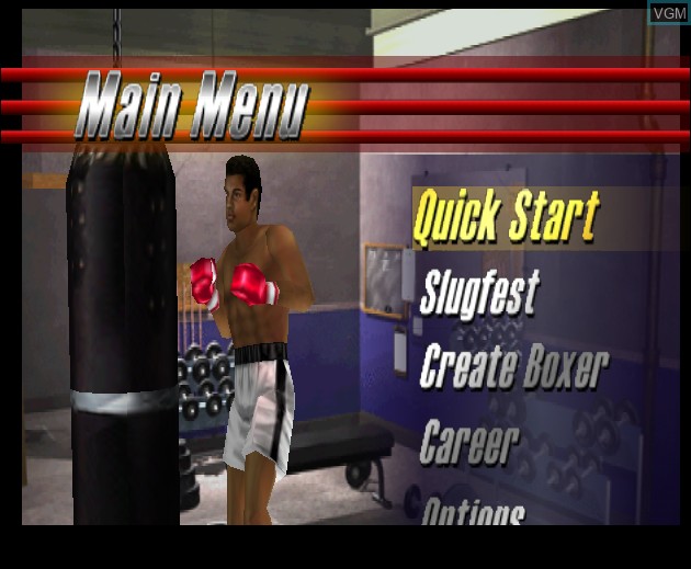 Menu screen of the game Knockout Kings 2000 on Nintendo 64