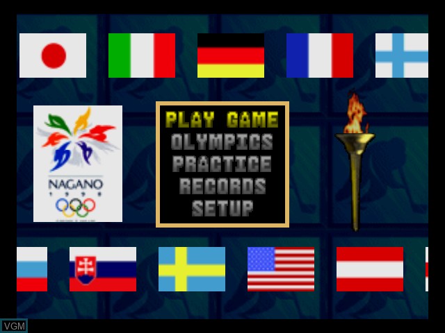 Menu screen of the game Olympic Hockey 98 on Nintendo 64