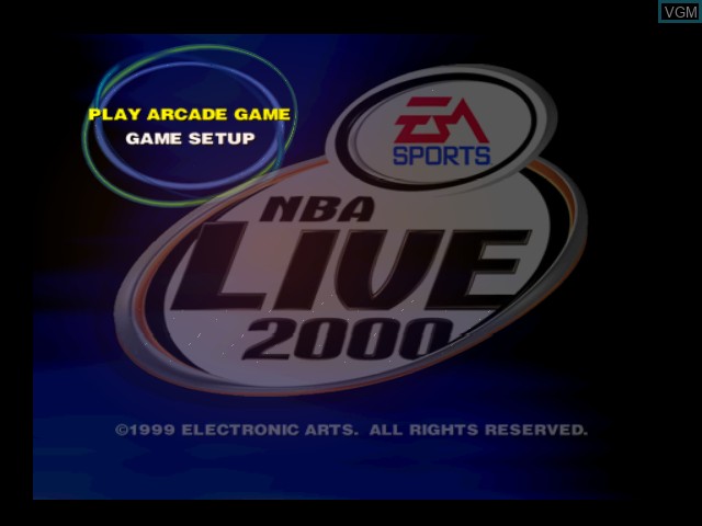 Menu screen of the game NBA Live 2000 on Nintendo 64
