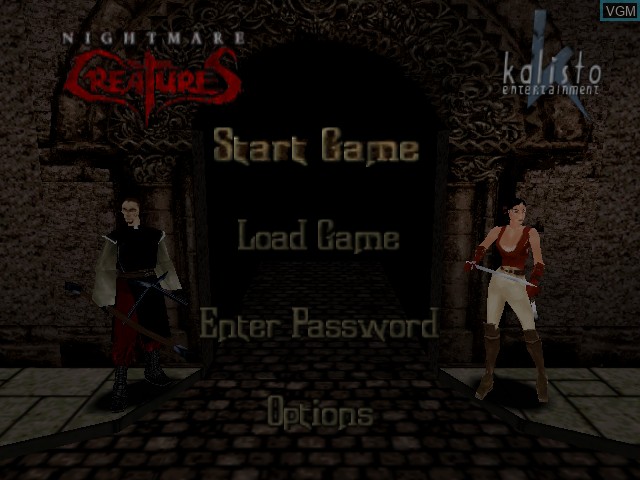 Menu screen of the game Nightmare Creatures on Nintendo 64