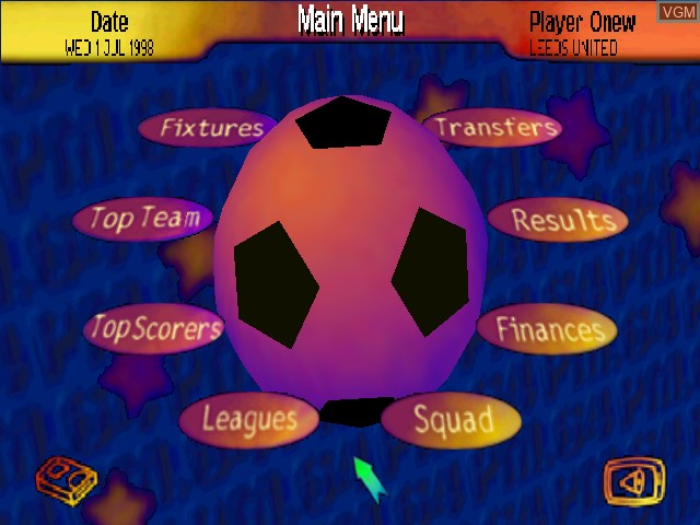 Menu screen of the game Premier Manager 64 on Nintendo 64