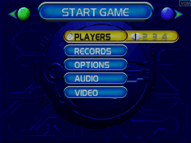 Menu screen of the game San Francisco Rush 2049 on Nintendo 64