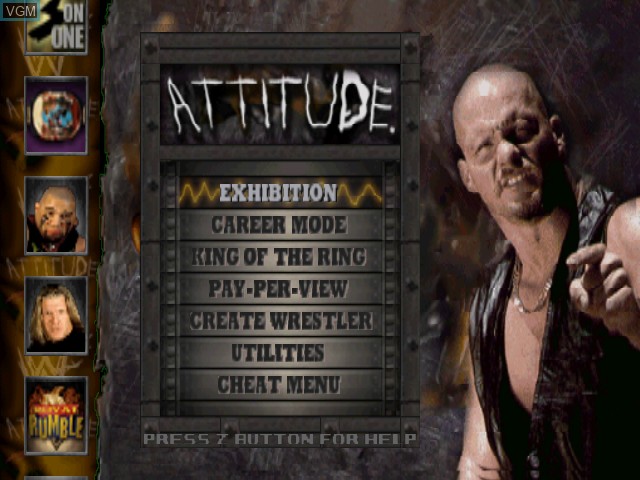 Menu screen of the game WWF Attitude on Nintendo 64