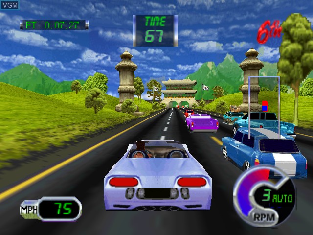 In-game screen of the game Cruis'n Exotica on Nintendo 64