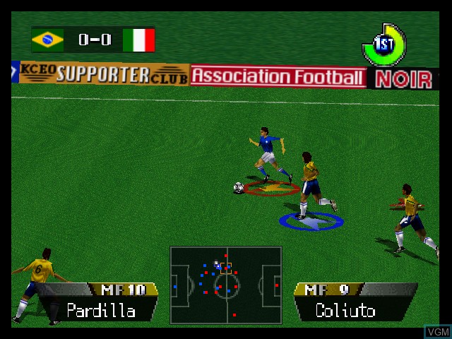 In-game screen of the game International Superstar Soccer 64 on Nintendo 64