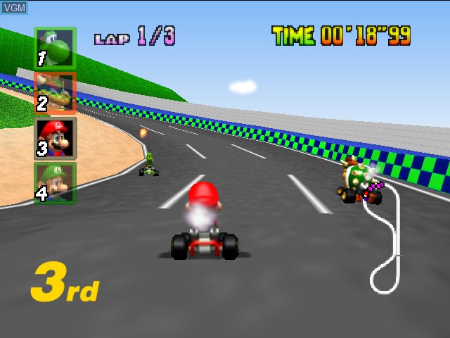 In-game screen of the game Mario Kart 64 on Nintendo 64