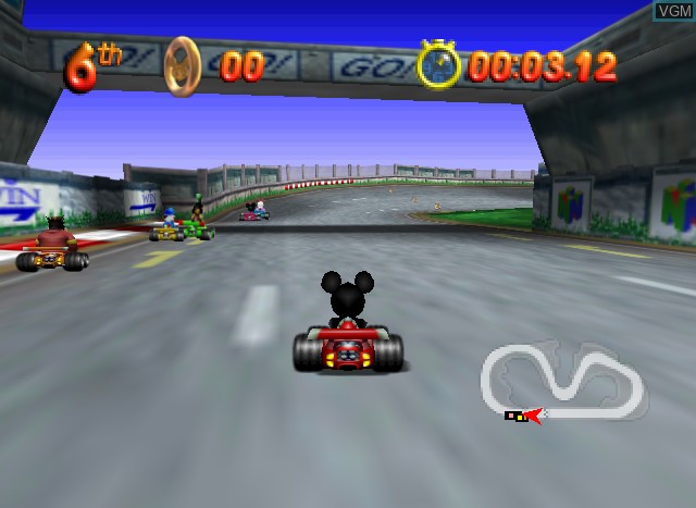 In-game screen of the game Mickey's Speedway USA on Nintendo 64