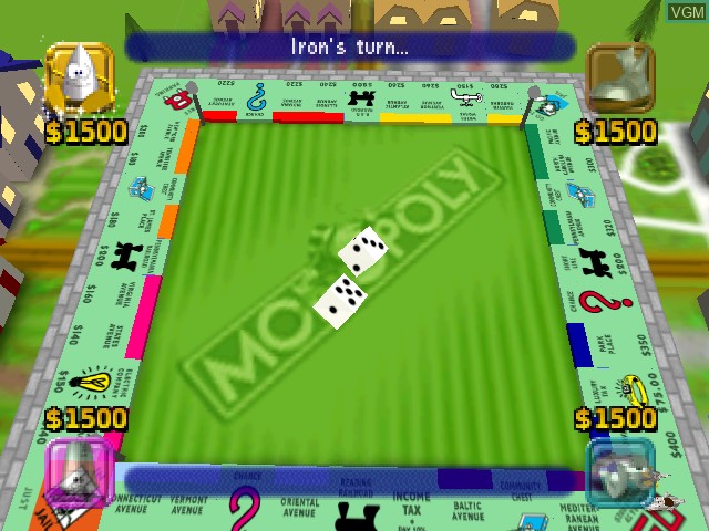 In-game screen of the game Monopoly on Nintendo 64