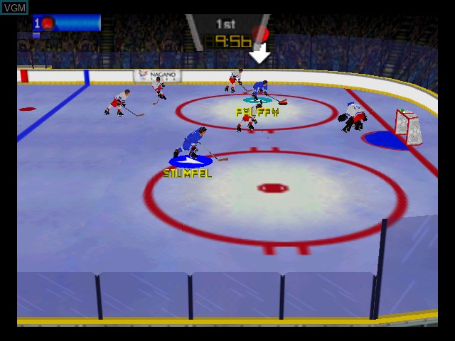 In-game screen of the game Olympic Hockey 98 on Nintendo 64