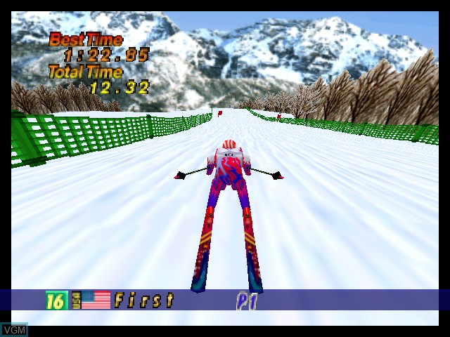 In-game screen of the game Nagano Winter Olympics '98 on Nintendo 64