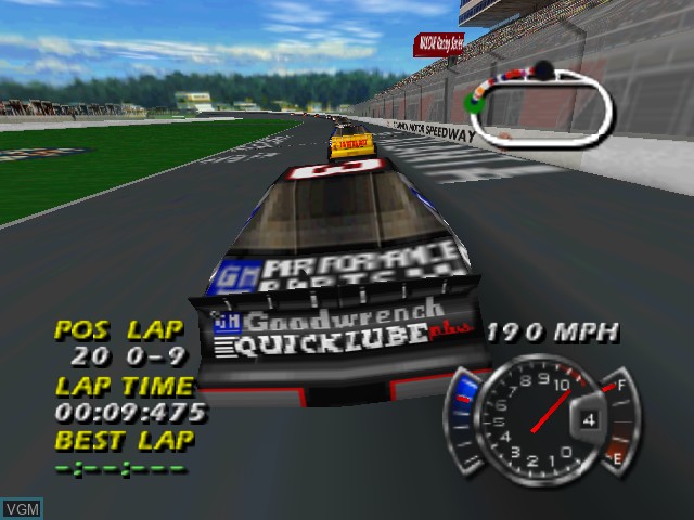 In-game screen of the game NASCAR 99 on Nintendo 64