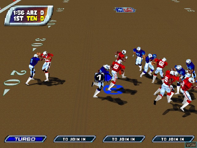 In-game screen of the game NFL Blitz 2001 on Nintendo 64