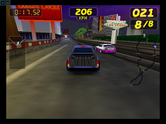 In-game screen of the game Rush 2 - Extreme Racing on Nintendo 64