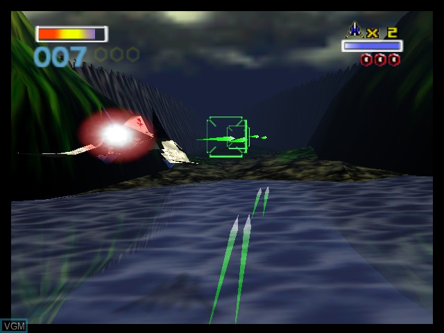 In-game screen of the game Star Fox 64 on Nintendo 64