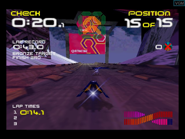In-game screen of the game Wipeout 64 on Nintendo 64