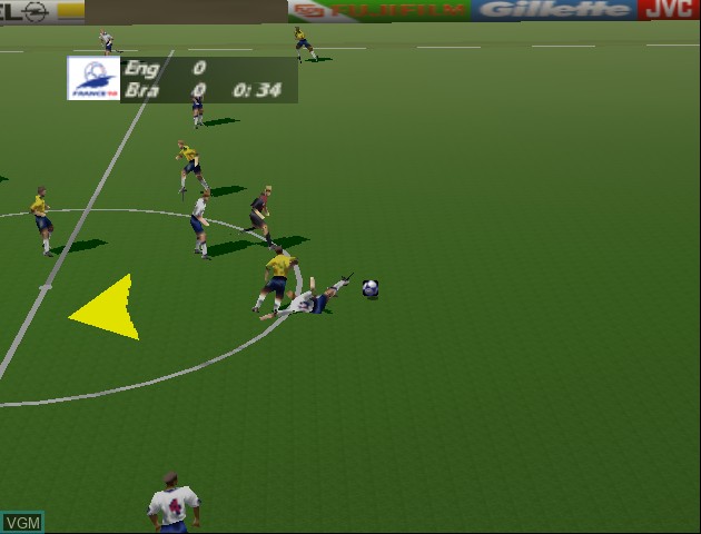 In-game screen of the game World Cup 98 on Nintendo 64