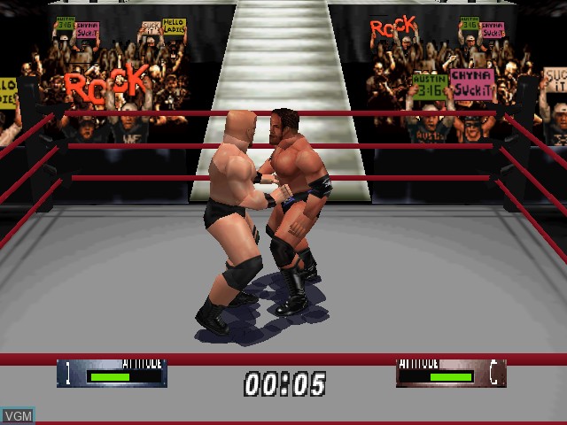 In-game screen of the game WWF WrestleMania 2000 on Nintendo 64