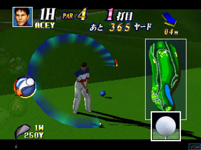 In-game screen of the game Japan Pro Golf Tour 64 on Nintendo 64