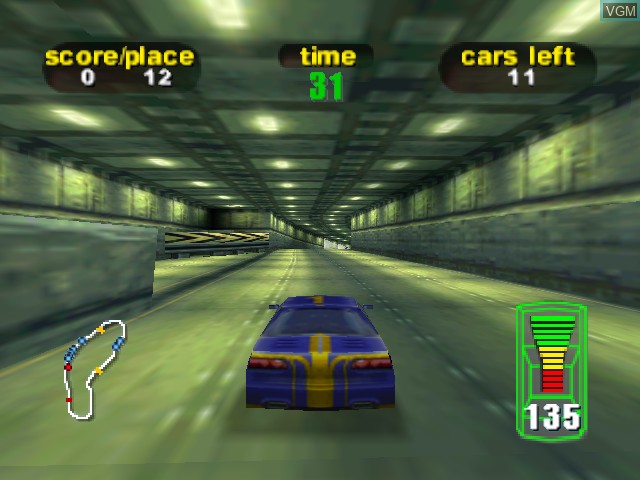 In-game screen of the game Destruction Derby 64 on Nintendo 64