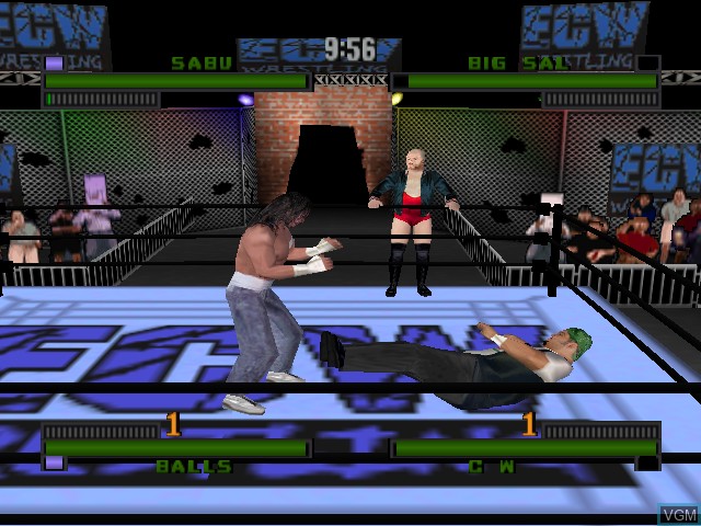 In-game screen of the game ECW Hardcore Revolution on Nintendo 64
