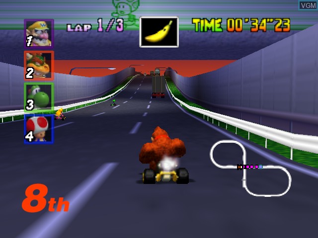 In-game screen of the game Mario Kart 64 on Nintendo 64