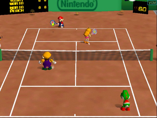 In-game screen of the game Mario Tennis on Nintendo 64