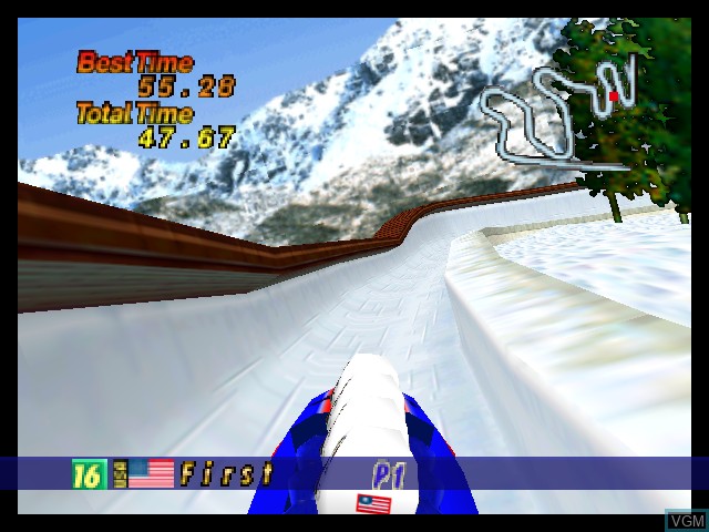 In-game screen of the game Nagano Winter Olympics '98 on Nintendo 64