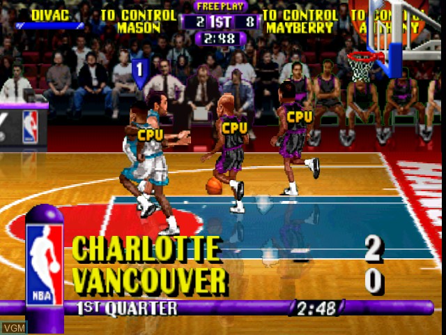 In-game screen of the game NBA Hangtime on Nintendo 64