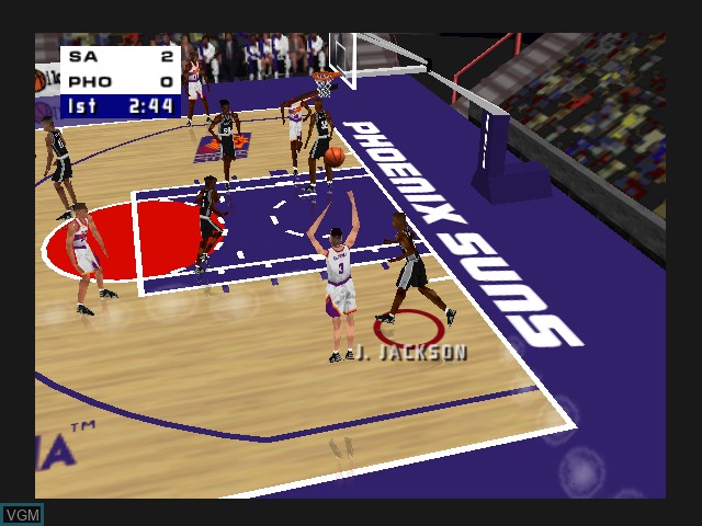 In-game screen of the game NBA Live 99 on Nintendo 64