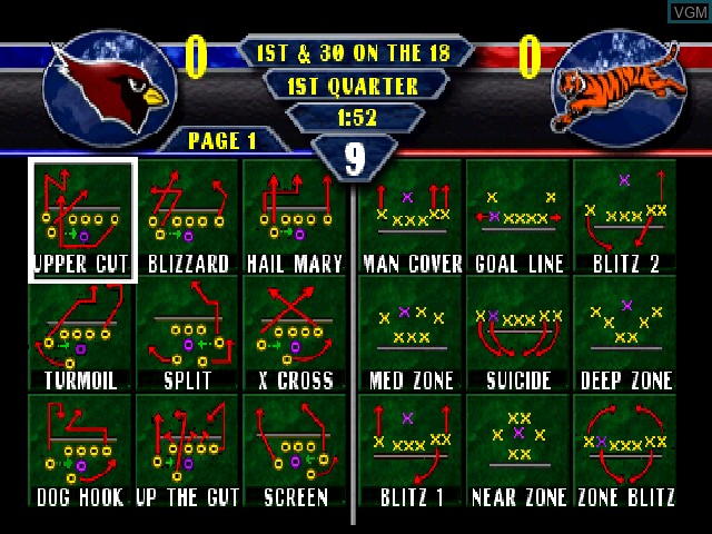 In-game screen of the game NFL Blitz on Nintendo 64