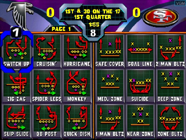 In-game screen of the game NFL Blitz 2000 on Nintendo 64
