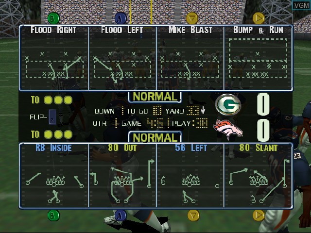 In-game screen of the game NFL Quarterback Club 99 on Nintendo 64