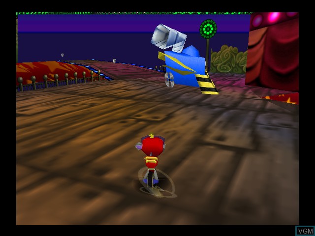 In-game screen of the game Rocket - Robot on Wheels on Nintendo 64