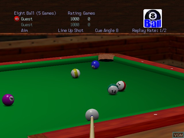 In-game screen of the game Virtual Pool 64 on Nintendo 64