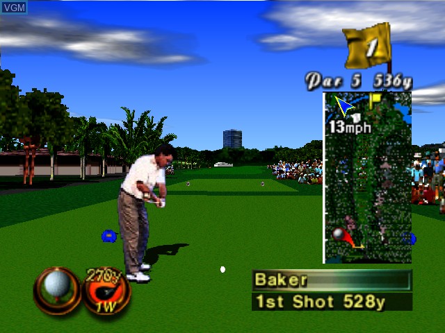 In-game screen of the game Waialae Country Club - True Golf Classics on Nintendo 64