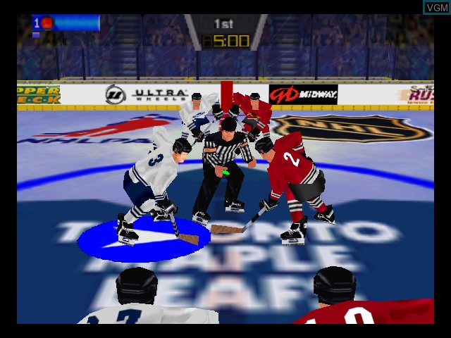 In-game screen of the game Wayne Gretzky's 3D Hockey '98 on Nintendo 64