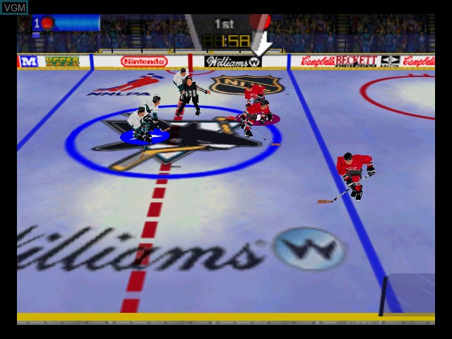 In-game screen of the game Wayne Gretzky's 3D Hockey on Nintendo 64