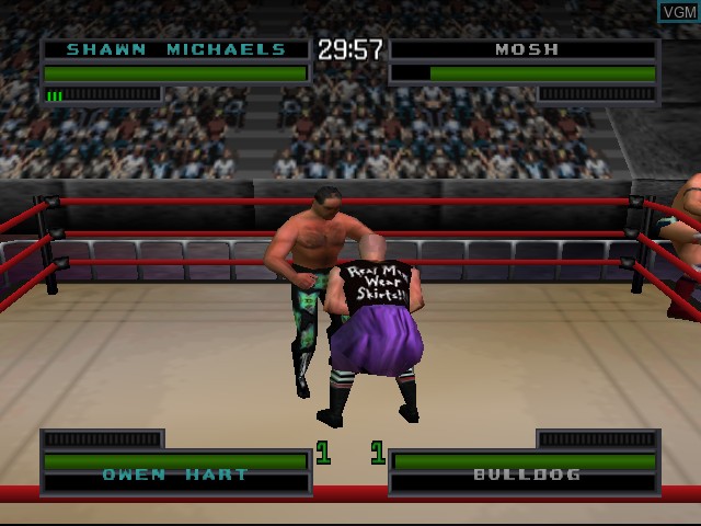 In-game screen of the game WWF War Zone on Nintendo 64