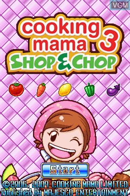 Title screen of the game Cooking Mama 3 - Shop & Chop on Nintendo DS