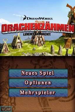 Title screen of the game Drachenzaehmen Leicht Gemacht on Nintendo DS