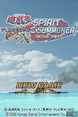 Title screen of the game Yu-Gi-Oh GX - Spirit Summoner on Nintendo DS