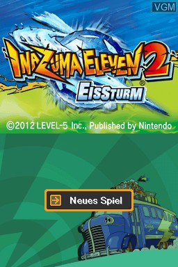 Title screen of the game Inazuma Eleven 2 - Eissturm on Nintendo DS