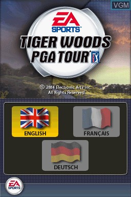 Title screen of the game Tiger Woods PGA Tour on Nintendo DS
