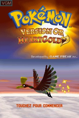 Title screen of the game Pokemon - Version Or HeartGold on Nintendo DS