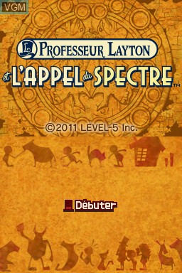 Title screen of the game Professeur Layton et l'Appel du Spectre on Nintendo DS