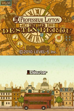 Title screen of the game Professeur Layton et le Destin Perdu on Nintendo DS