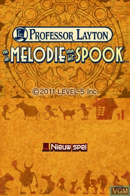 Title screen of the game Professor Layton en de Melodie van het Spook on Nintendo DS
