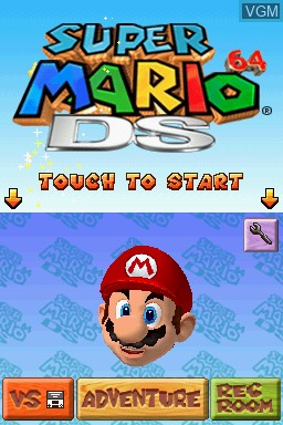 Title screen of the game Super Mario 64 DS on Nintendo DS