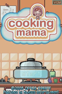 Title screen of the game Cooking Mama on Nintendo DS